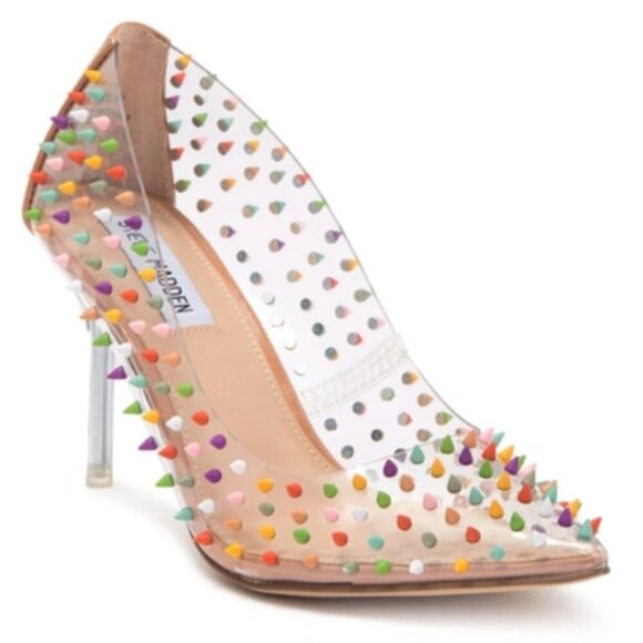 Steve Madden Vala Luiza Multi Color Rainbow Spike Pump Heel Size 6.5 - Picture 3 of 9
